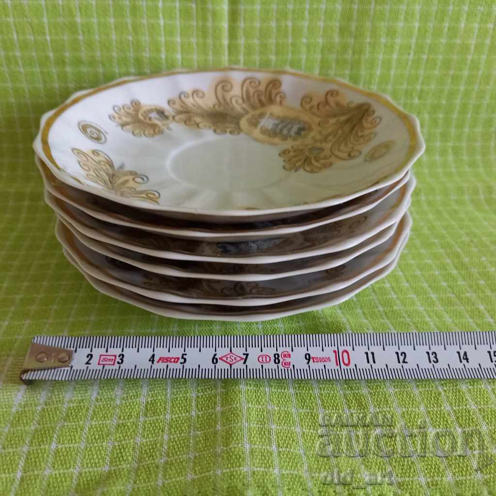 Porțelan rusesc din anii 70 - Farfurii cu aurire, 6 buc.