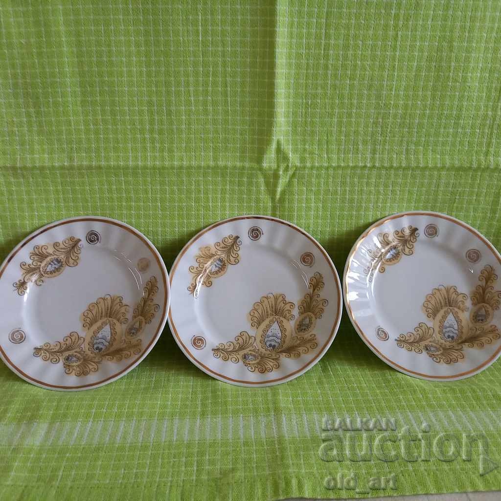 Russian bone china from the 70's - Plates with gilding, 3 pcs.