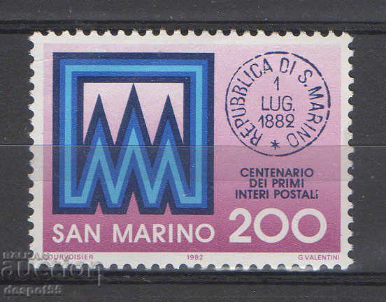 1982. Άγιος Μαρίνος. 100 χρόνια ταχυδρομείων.