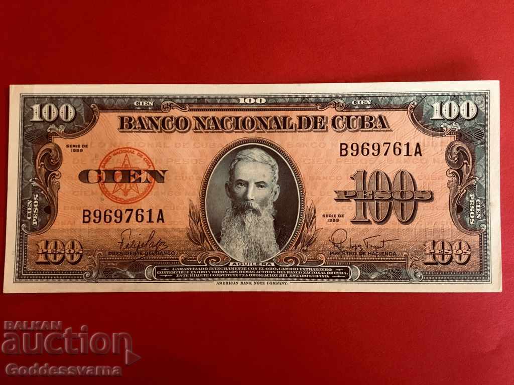 Cuba 100 Pesos 1959 Pick 93 Ref 9761