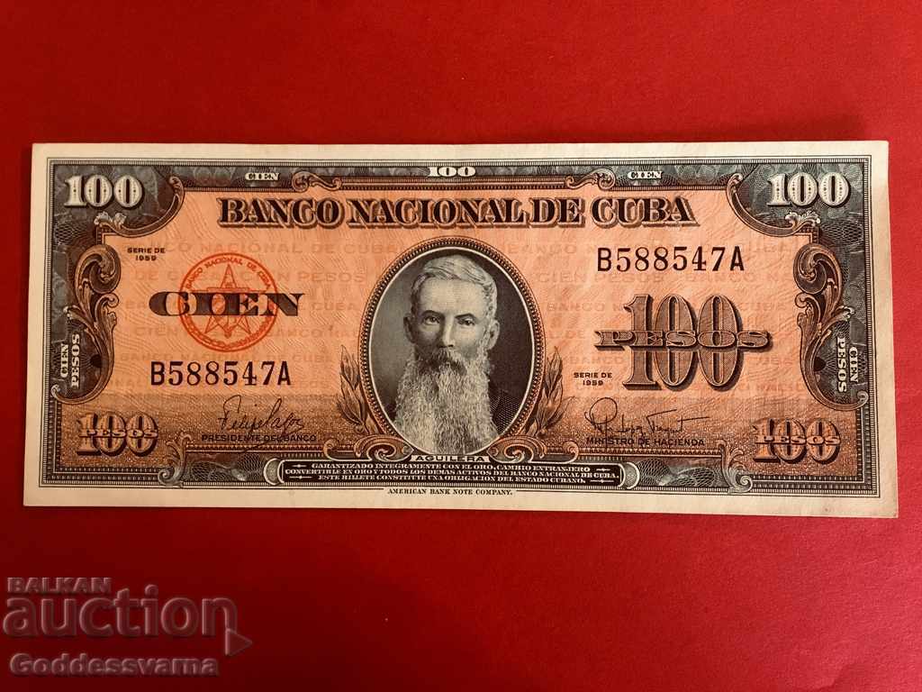 Cuba 100 Pesos 1959 Pick 93 Ref 8574