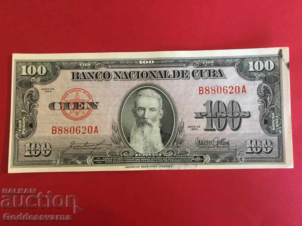 Cuba 100 Pesos 1954 Alege Ref 0620
