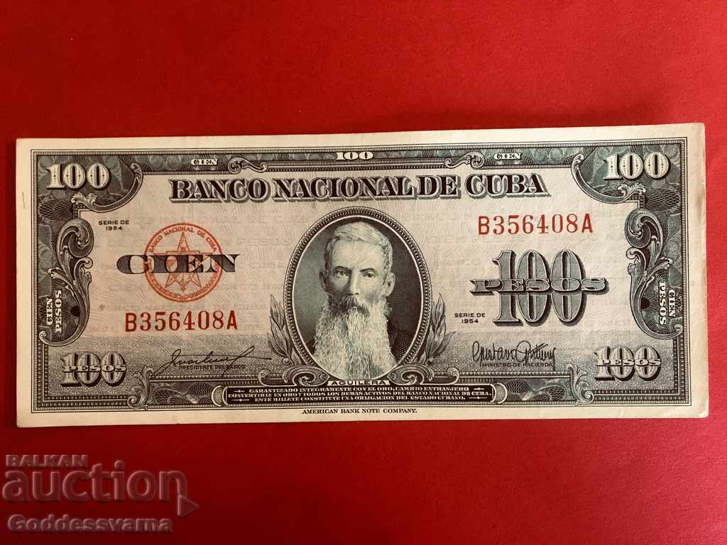 Cuba 100 Pesos 1954 Pick Ref 6408