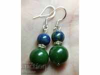 Earrings Earrings made of Natural Stone Jade and Azurmalahite Azurite