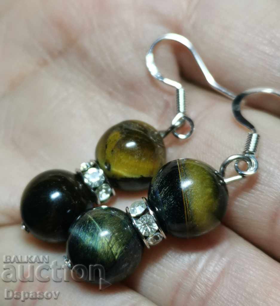 Earrings Earrings made of Natural Stone Falcon Eye with Tiger Eye