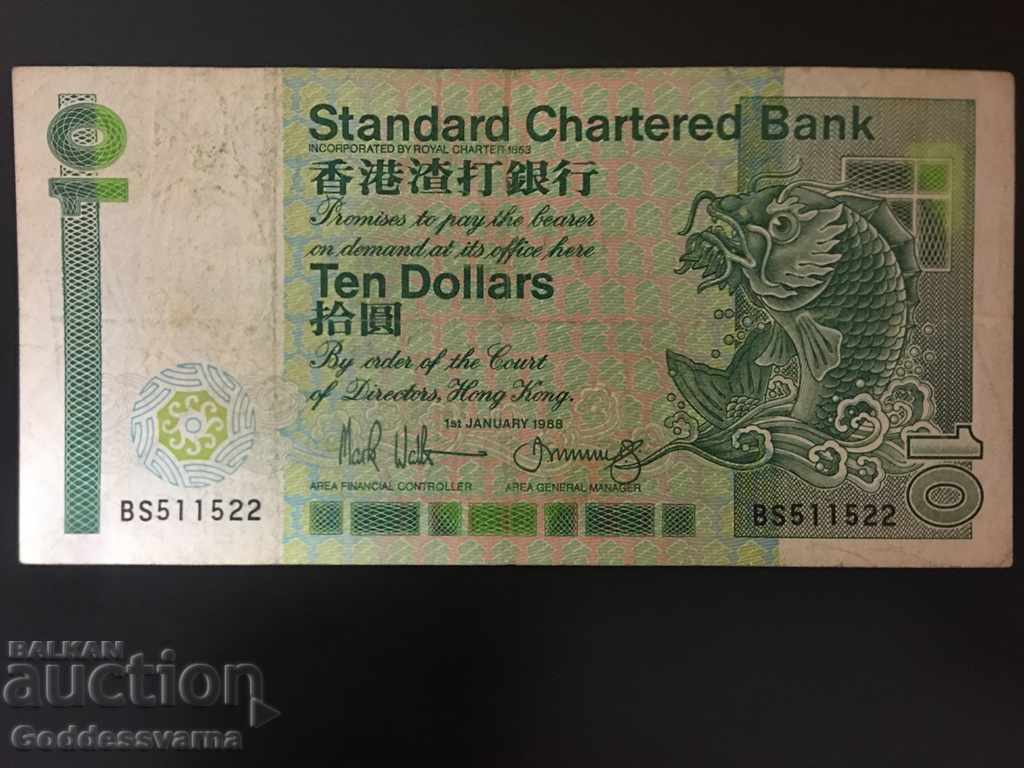 Hong Kong Standard Chartered Bank 10 dolari 1988 Ref 1522