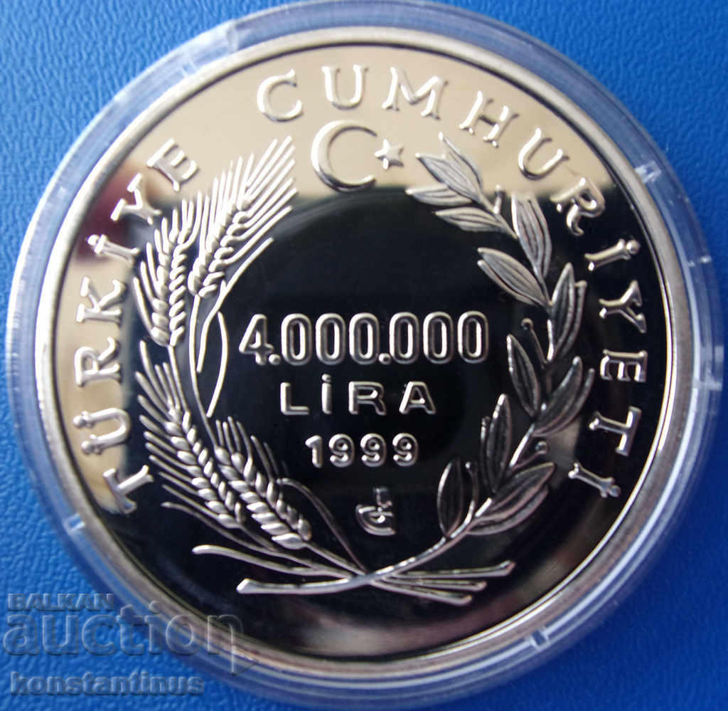 Turkey £ 4,000,000 1999 UNC PROOF Rare with price € 58.80 | 115.00 BGN