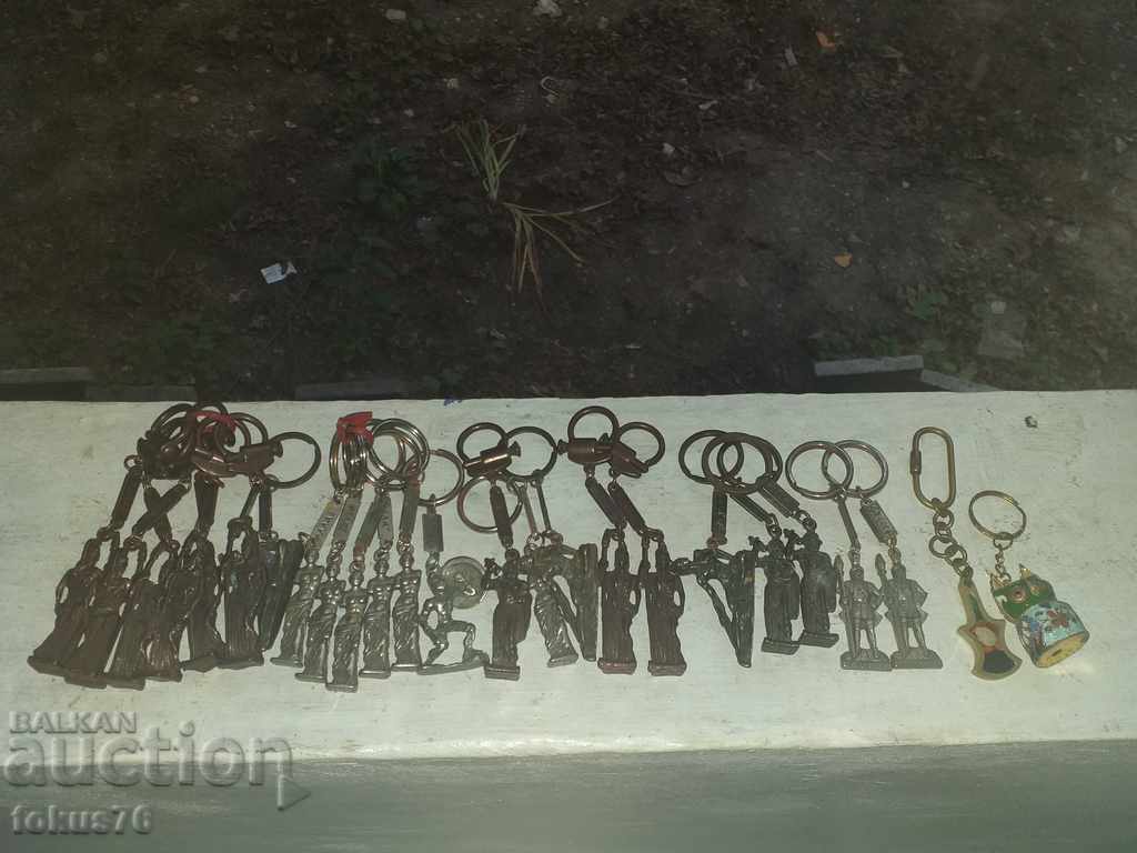 A large lot of metal key chains