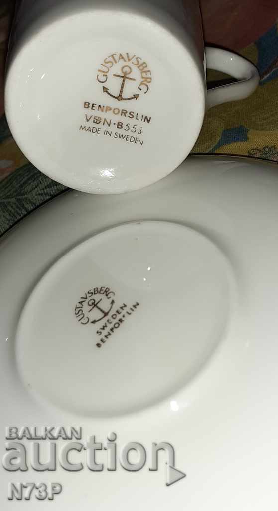 PORCELAIN CUP + PLATE 2PCS. MADE IN SWEDEN. - 6
