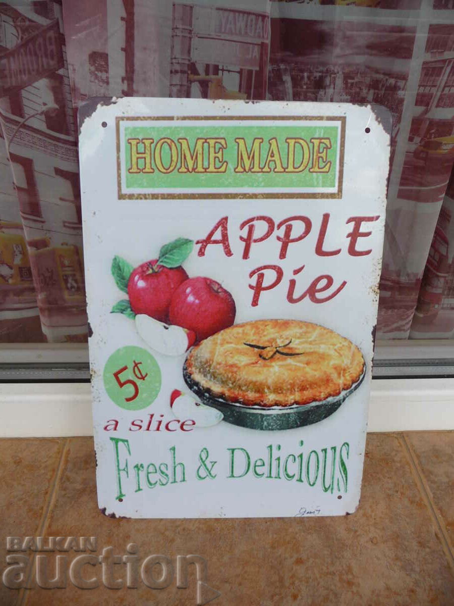 Metal plate food apple pie homemade sweet