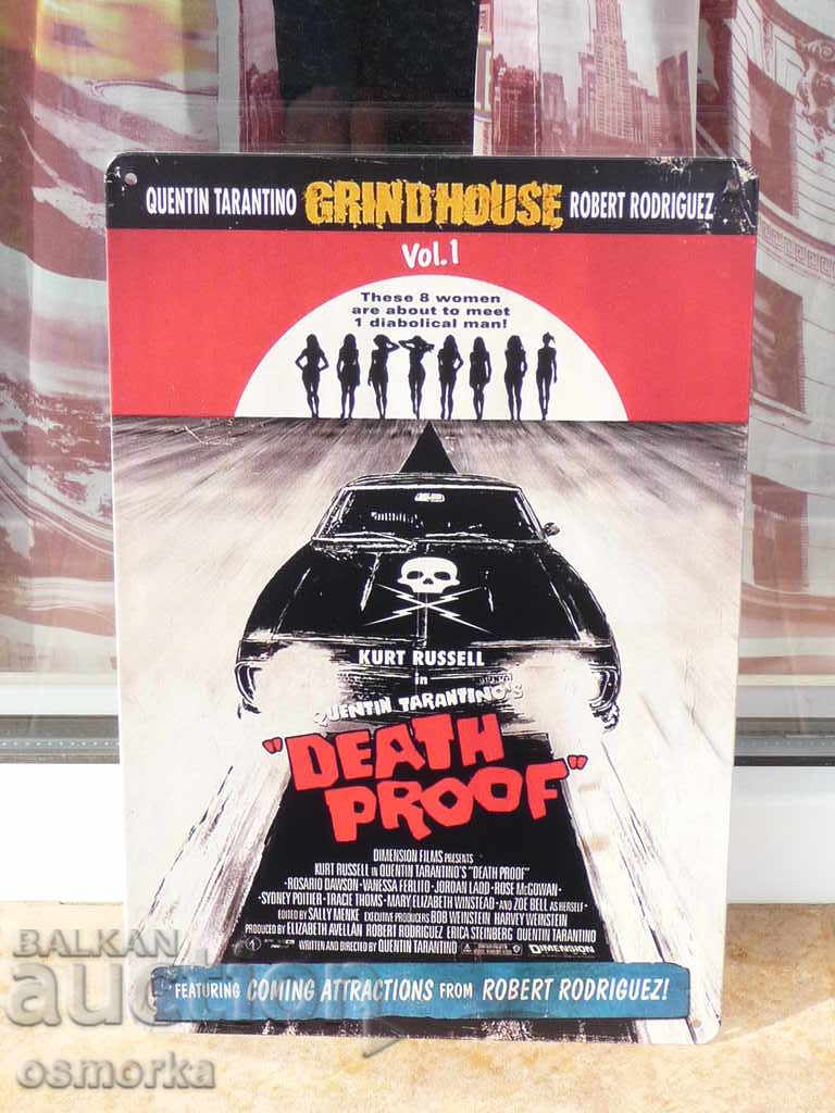 Metal plate movie poster Quentin Tarantino Death Proof hit