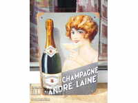 Metal sign champagne large glass cheers vintage France