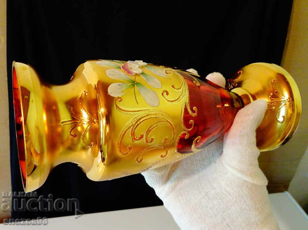 Bohemia crystal vase, gold. - 7 Bohemia crystal vase, gold. - 7