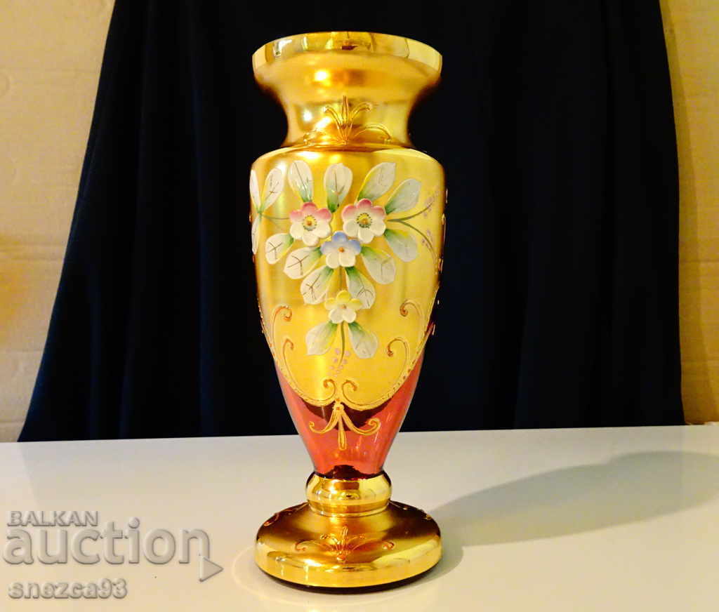 Bohemia crystal vase, gold. Bohemia crystal vase, gold.