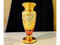 Bohemia crystal vase, gold.