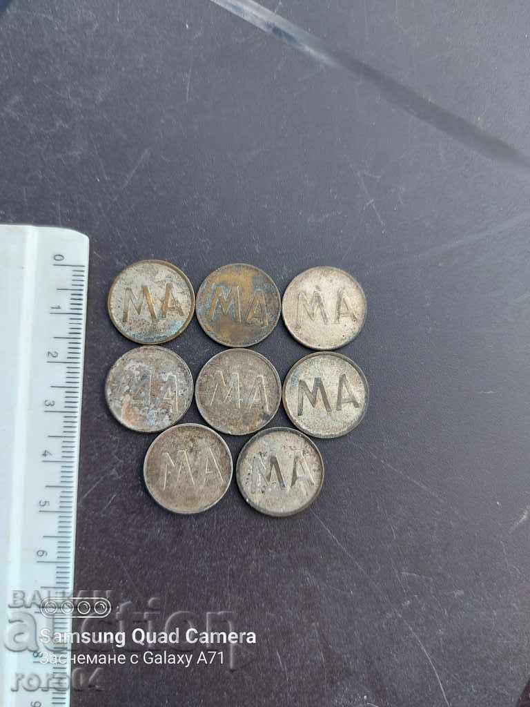 PHONE TOKENS - 8 PIECES - 5 PHONE TOKENS - 8 PIECES - 5