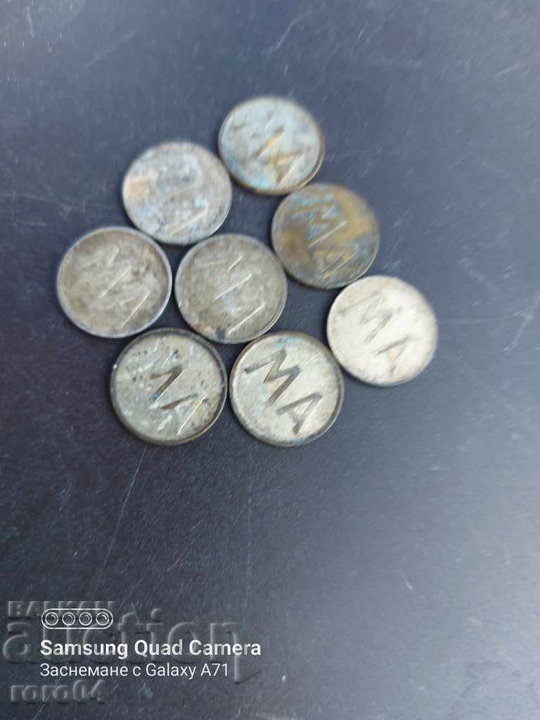 PHONE TOKENS - 8 PIECES - 7 PHONE TOKENS - 8 PIECES - 7