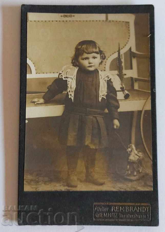 19TH CENTURY HORSE TOY OLD CHILDREN'S PHOTO PHOTO CARDBOARD