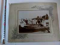 1905 OFFICERS BOAT FLAG OLD PHOTO PHOTO CARDBOARD