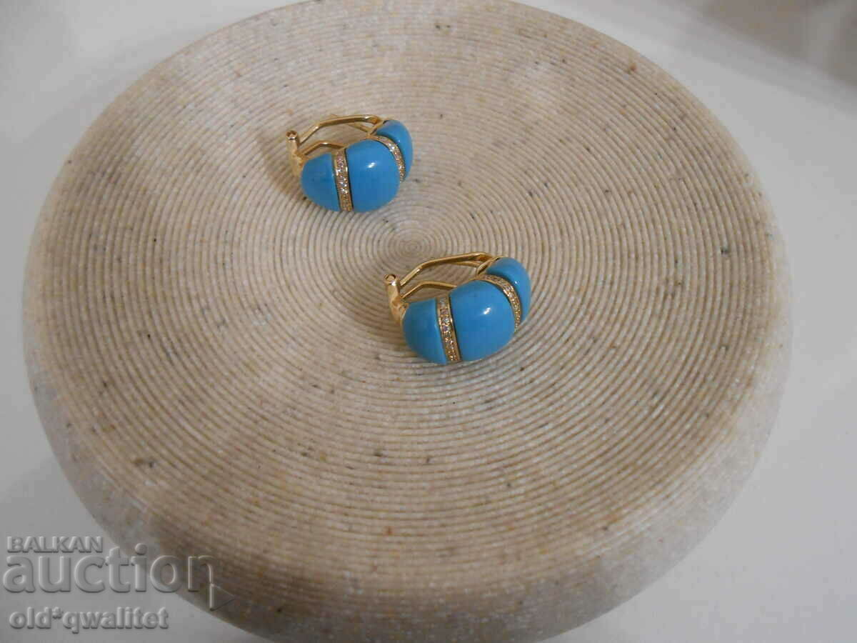 Beautiful EARRINGS, silver with gilding, blue stones and zircons with price 150.00 BGN | € 76.69 Beautiful EARRINGS, silver with gilding, blue stones and zircons with price 150.00 BGN | € 76.69