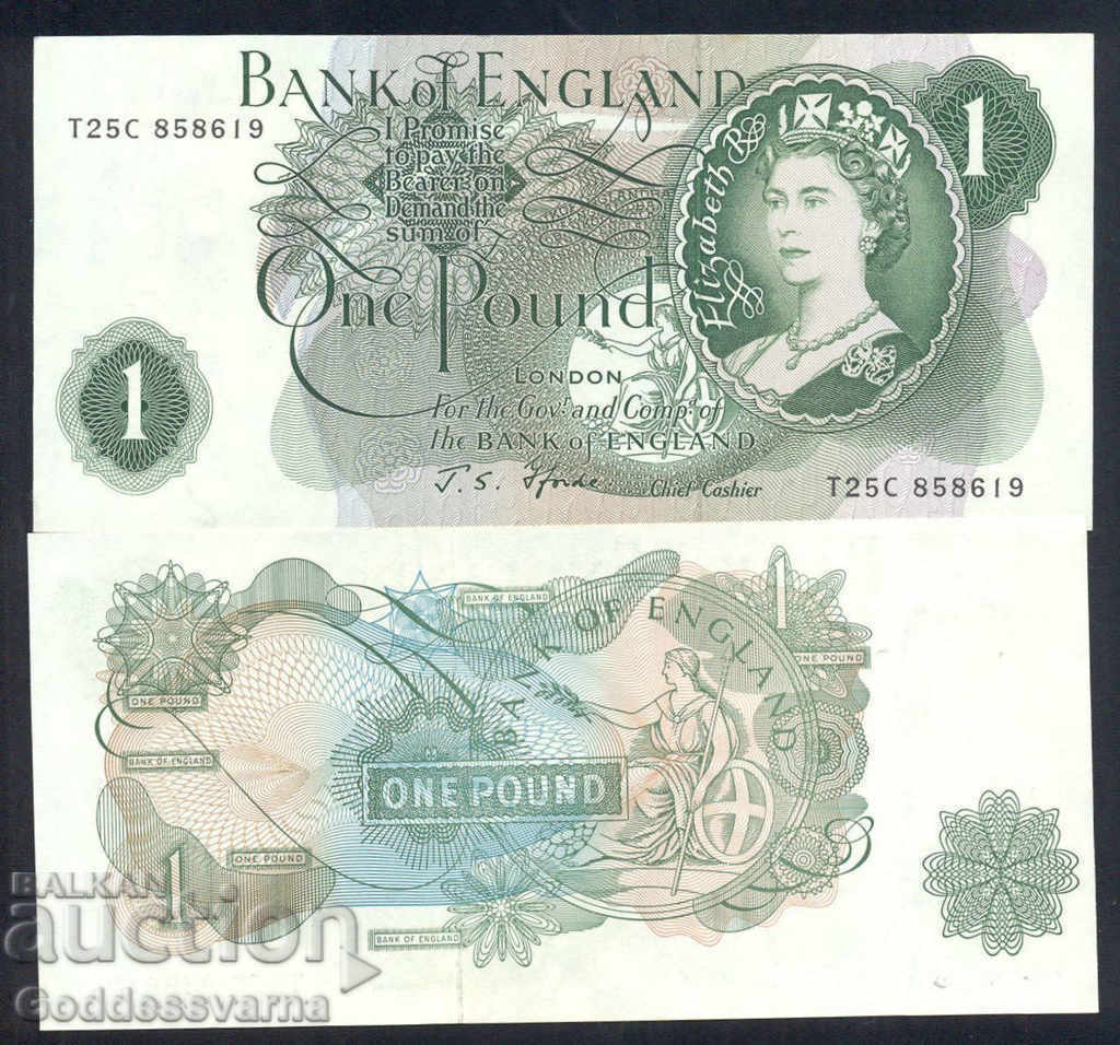 England  Great Britain  1 Pound 1966 aUNC Pick 374e Ref 8618