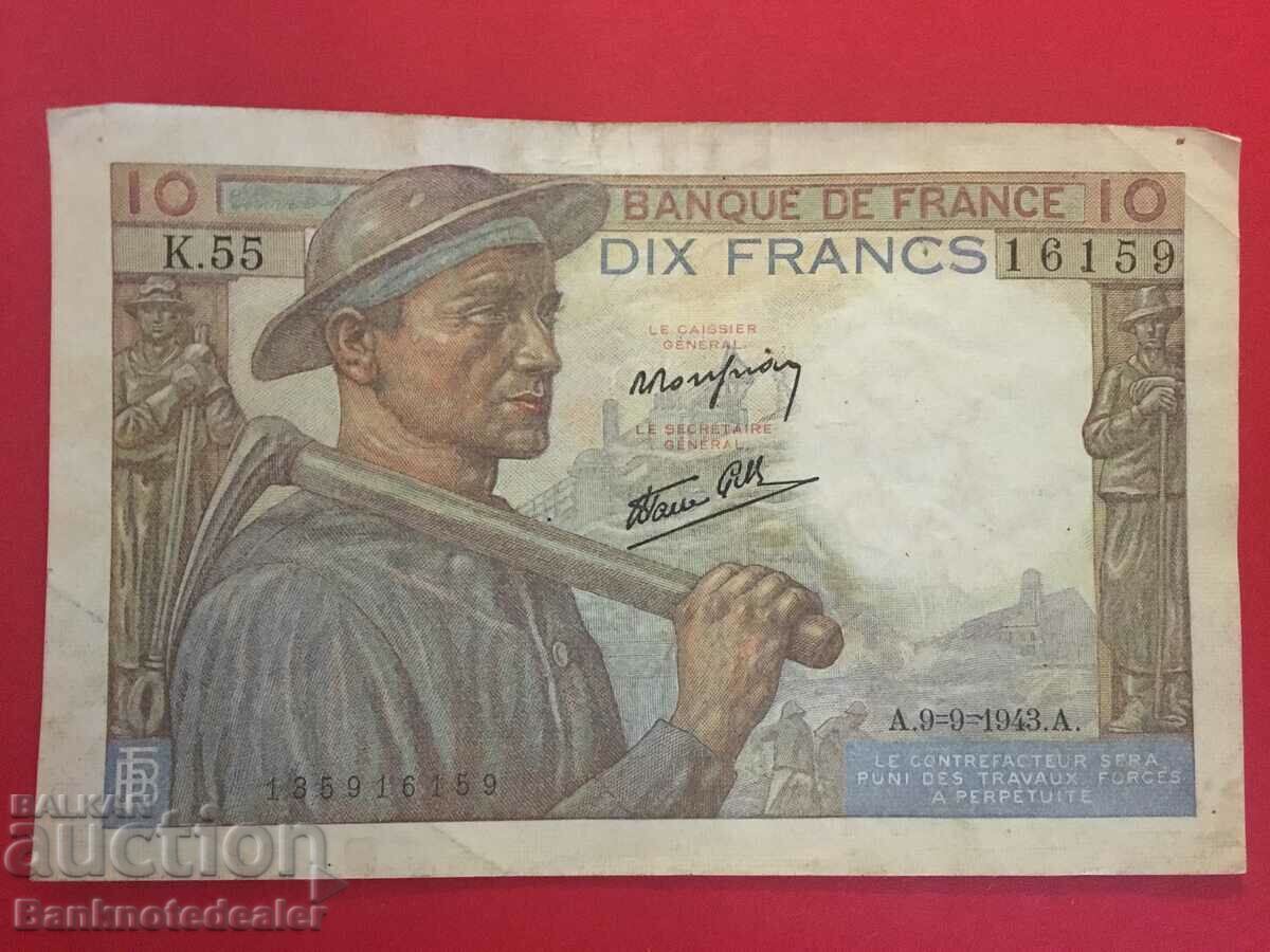 French 10 Francs 9.9.1943 Ref 6159