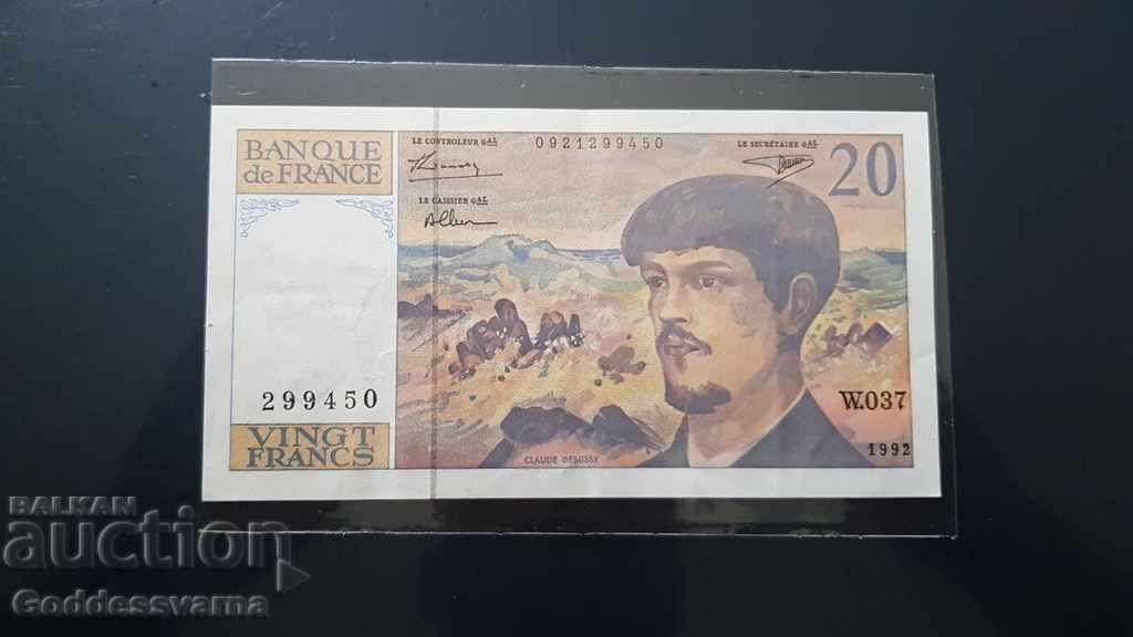 Franța 20 de franci 1992 Alegeți 151a Ref 9450