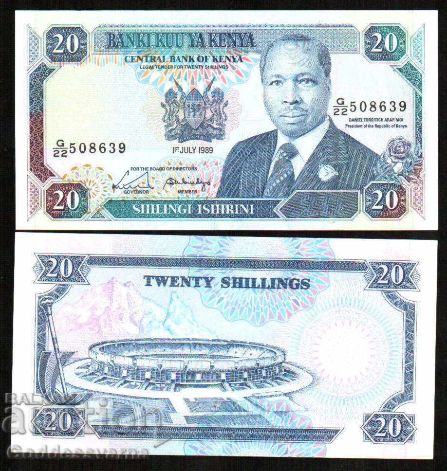 Kenya 20 shillingi 1989 Pick 25 aUnc Ref 8639