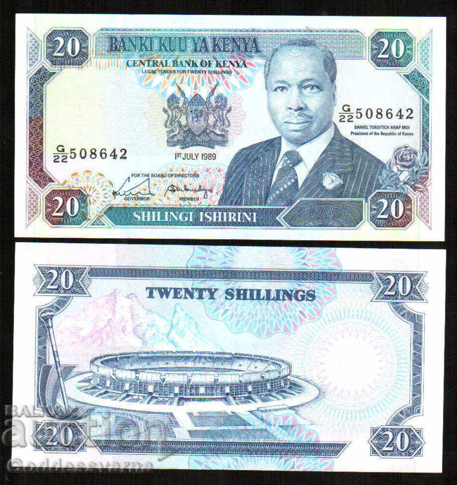 Kenya 20 shillingi 1989 Pick 25 aUnc Ref 8642