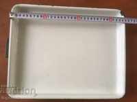 ENAMELED TRAY WITH HANDLE AND FEET