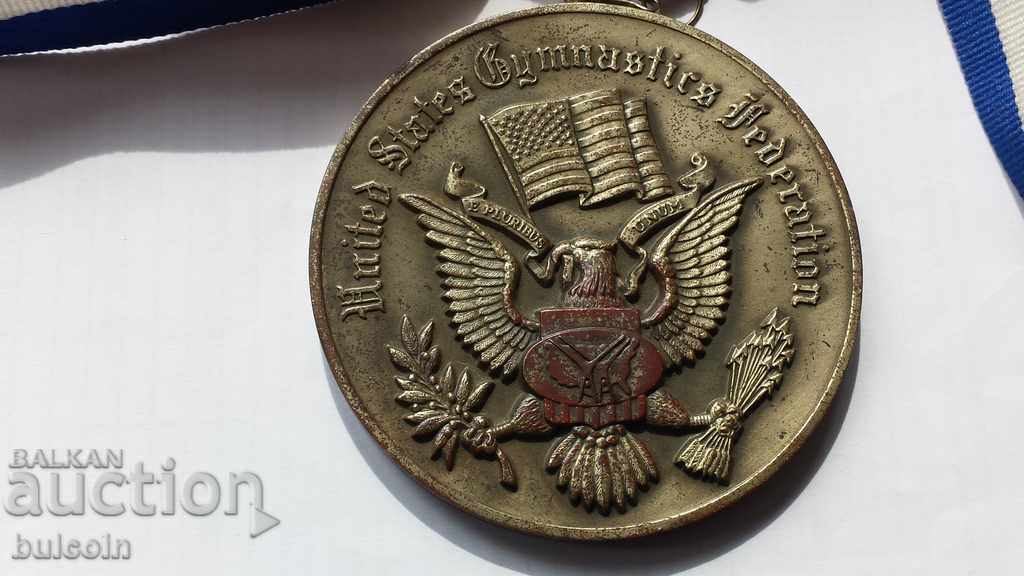 Delivery of USA MASSIVE MEDAL CHAMPIONSHIP ART GYMNASTICS 2 PLACE 83g Delivery of USA MASSIVE MEDAL CHAMPIONSHIP ART GYMNASTICS 2 PLACE 83g