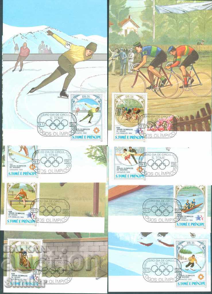 Sao Tome and Principe 1983 - 8 cards with brand, sport