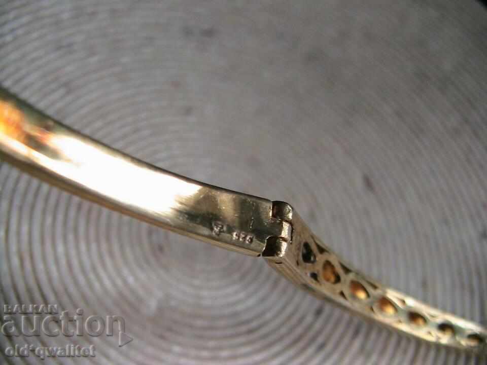 Silver BRACELET with gold plating and Diamonds, Silver 925 - 5