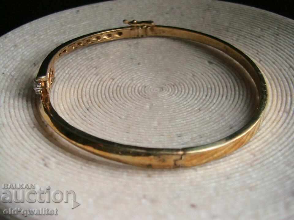 Silver BRACELET with gold plating and Diamonds, Silver 925 - 7