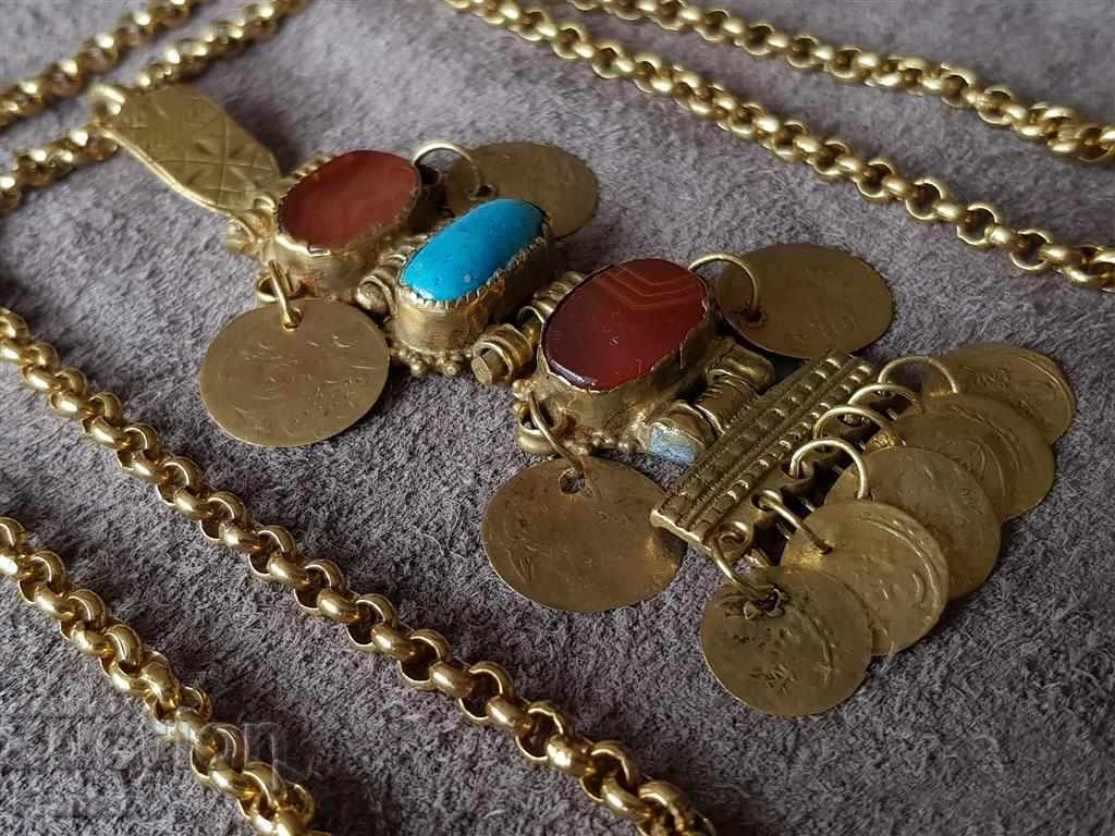 Auction  REVIVAL SILVER with GOLD and CORNEOLS medallion necklace