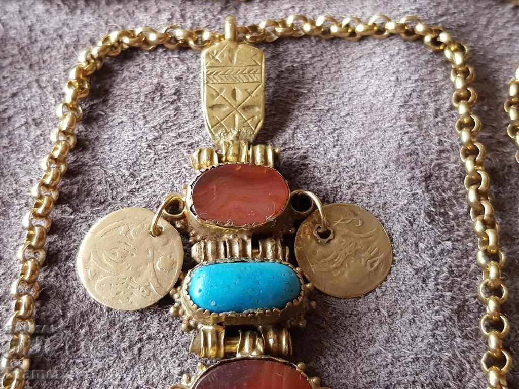 REVIVAL SILVER with GOLD and CORNEOLS medallion necklace - 6