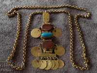 Medalion-colier renascentist ARGINTAT cu AUR și CORNALINE