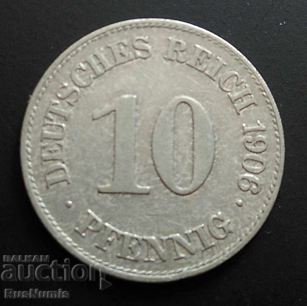 Imperiul German. 10 pfennig 1906 (E).