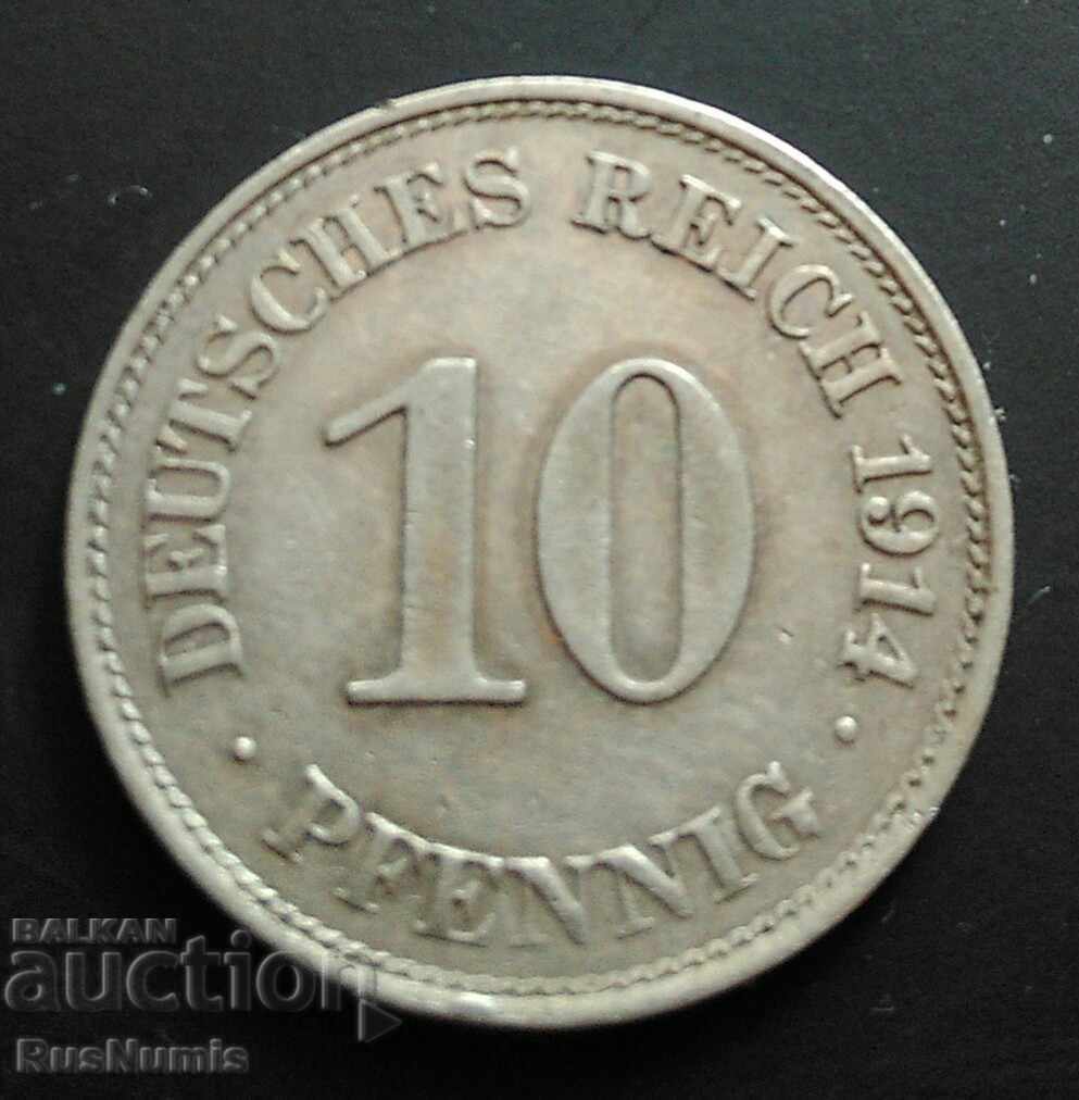Imperiul German. 10 pfennig 1914 (E).