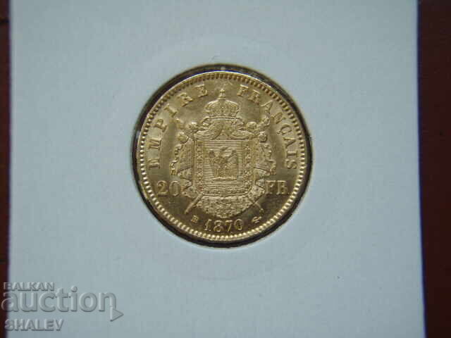 Livrarea 20 franci 1870 BB Franța (20 franci Franța) - AU/Unc (aur)