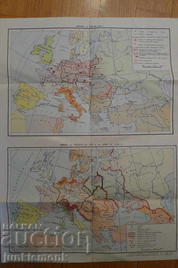 2 PCS. HISTORICAL MAPS OF EUROPE THE MIDDLE AGES