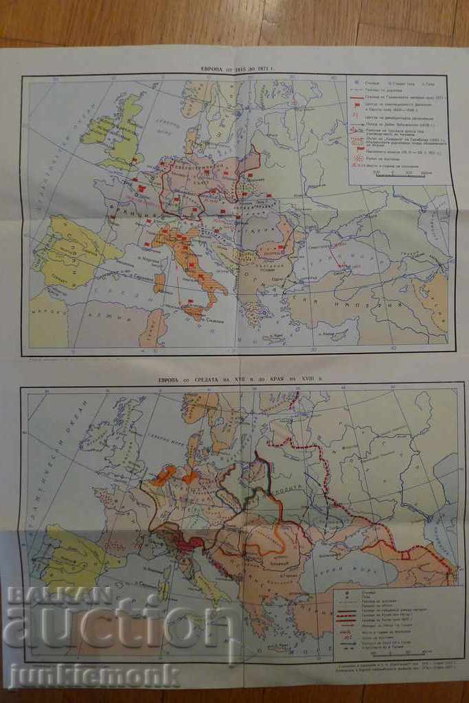 2 PCS. HISTORICAL MAPS EUROPE MIDDLE AGES