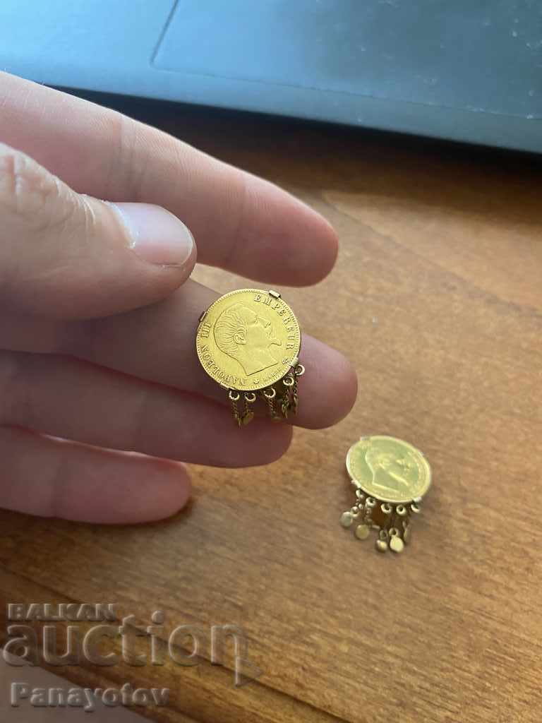 Σκουλαρίκια χρυσά νομίσματα Napoleons 5 φράγκα χρυσά κοσμήματα σκουλαρίκια