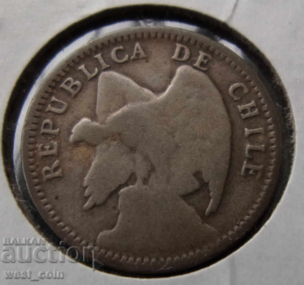 Chile 10 Centavo 1908 Monedă Rară de Argint