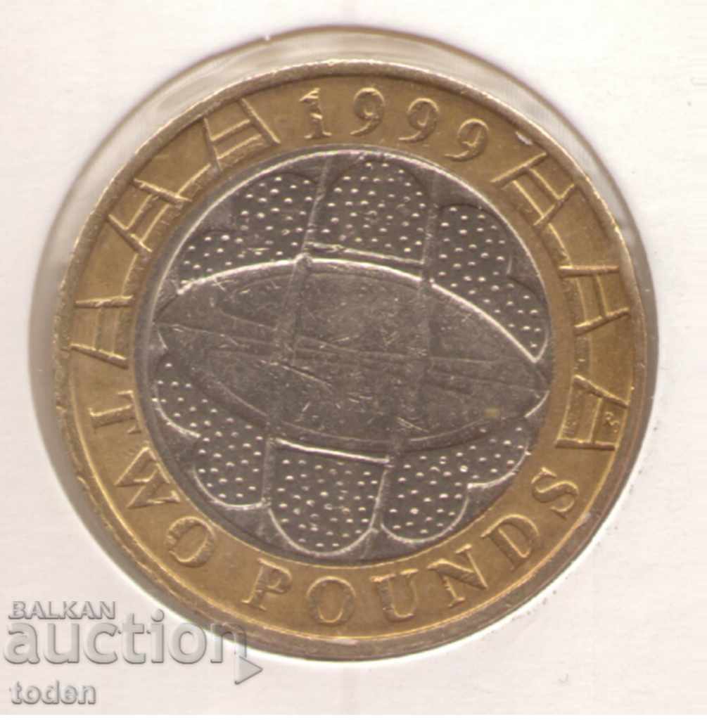 - United Kingdom-2 Pounds-1999-KM# 999-Rugby World Cup