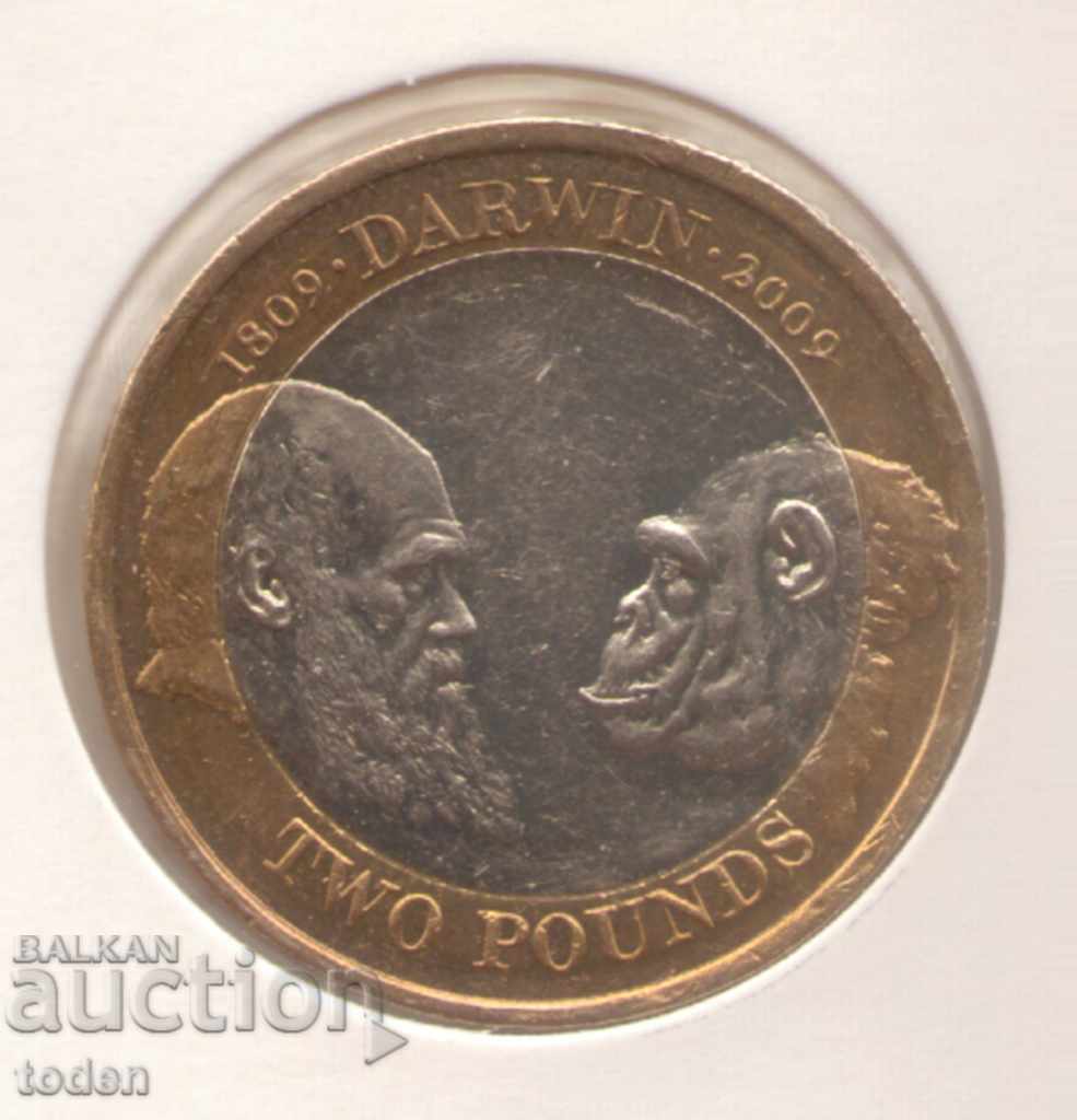 - United Kingdom-2 Pounds-2009-KM# 1115-Charles Darwin