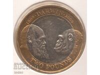 Regatul Unit-2 Pounds-2009-KM# 1115-Charles Darwin