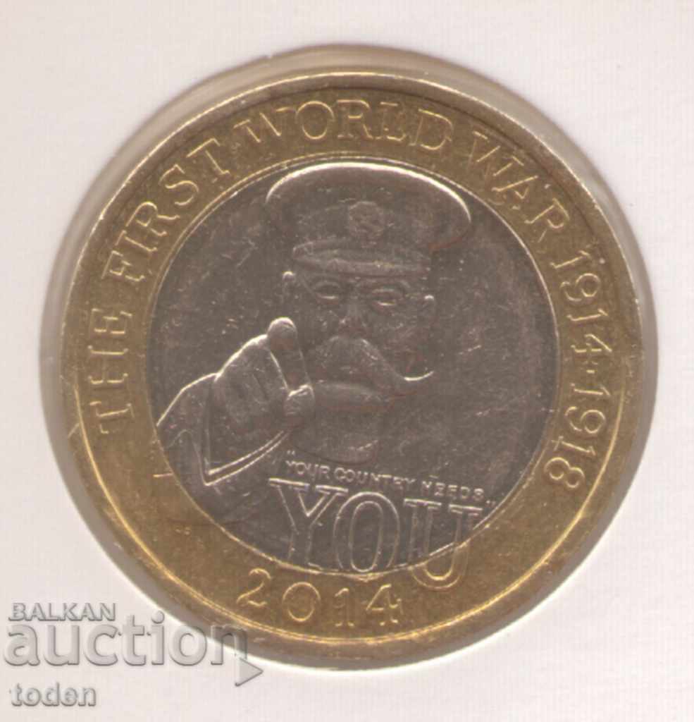 - United Kingdom-2 Pounds-2014-KM# 1279- World War I