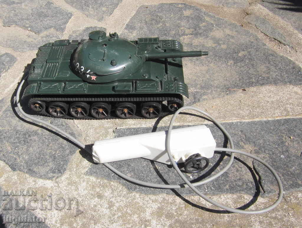 large old plastic military toy tank with batteries