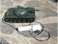 large old plastic military toy tank with batteries